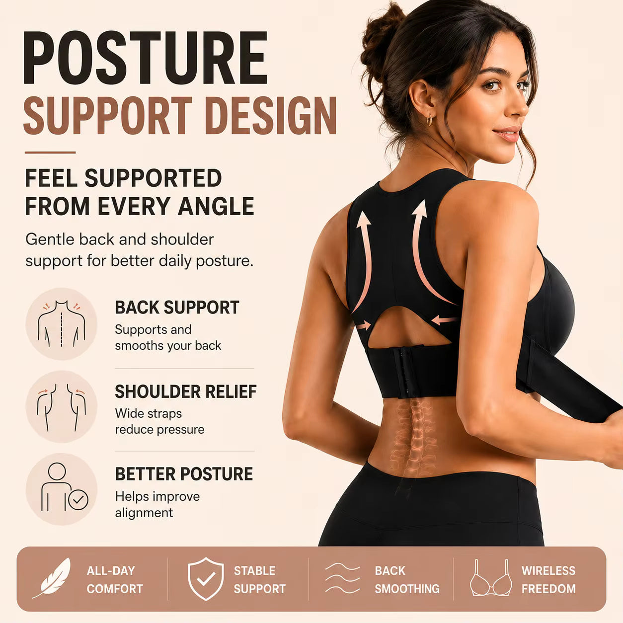 Posture Support Wireless Sports Bra
