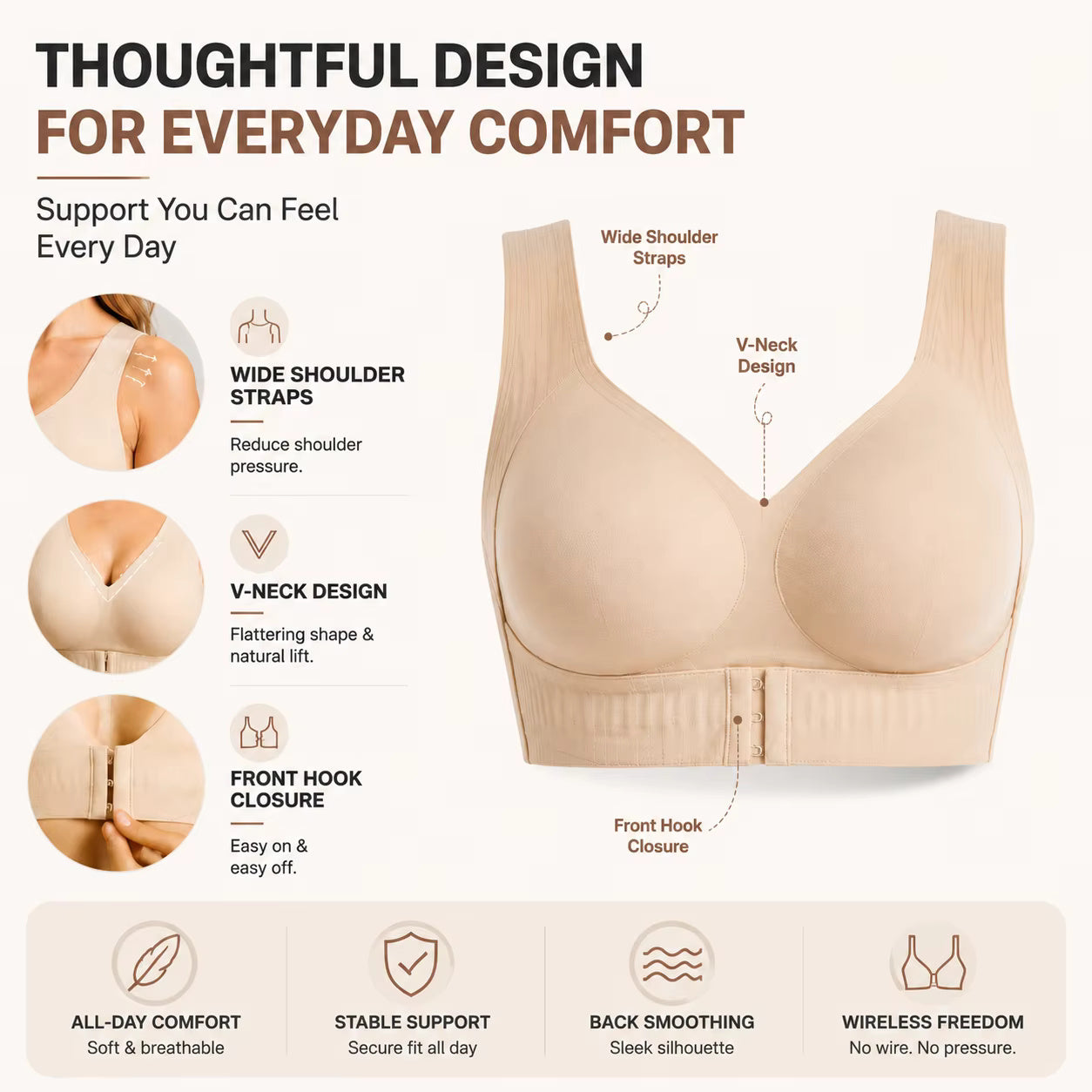 Posture Support Wireless Sports Bra